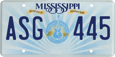 MS license plate ASG445