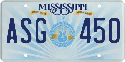 MS license plate ASG450