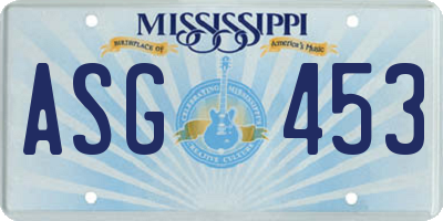 MS license plate ASG453