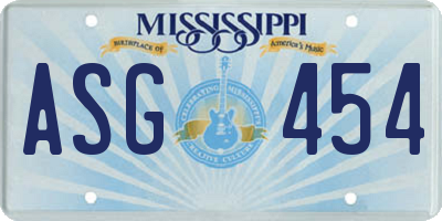 MS license plate ASG454