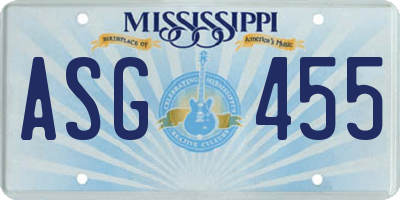 MS license plate ASG455