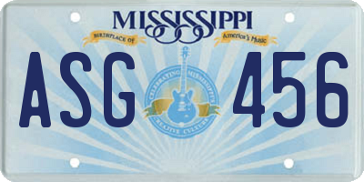 MS license plate ASG456
