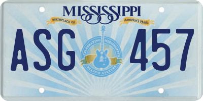 MS license plate ASG457