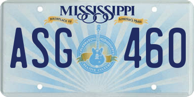 MS license plate ASG460