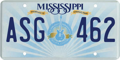 MS license plate ASG462