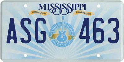 MS license plate ASG463