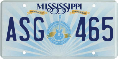 MS license plate ASG465