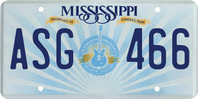 MS license plate ASG466