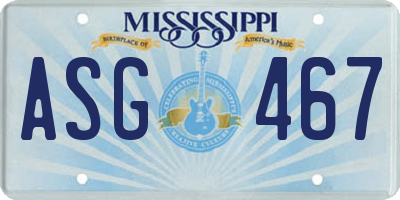 MS license plate ASG467