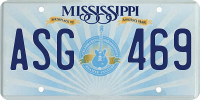 MS license plate ASG469