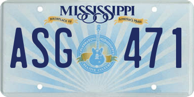 MS license plate ASG471