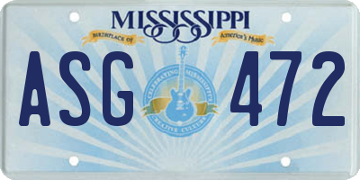 MS license plate ASG472