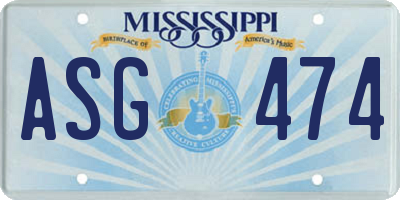 MS license plate ASG474