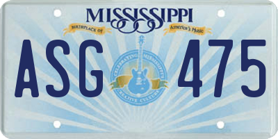 MS license plate ASG475
