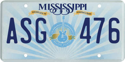 MS license plate ASG476