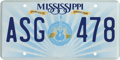 MS license plate ASG478