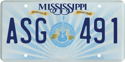 MS license plate ASG491