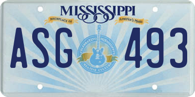 MS license plate ASG493