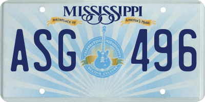MS license plate ASG496