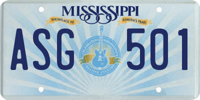 MS license plate ASG501