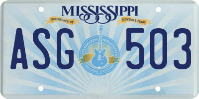 MS license plate ASG503