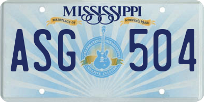 MS license plate ASG504