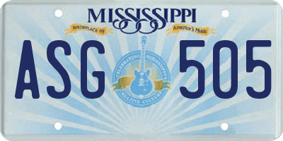 MS license plate ASG505