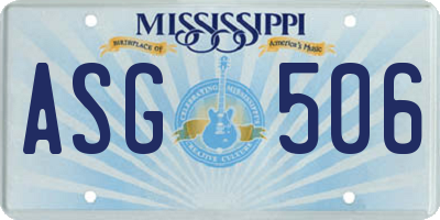 MS license plate ASG506