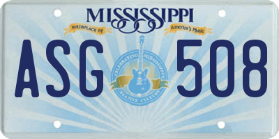 MS license plate ASG508