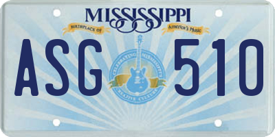 MS license plate ASG510