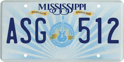 MS license plate ASG512