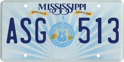 MS license plate ASG513