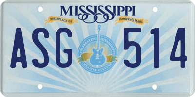 MS license plate ASG514