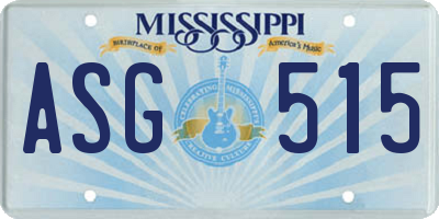 MS license plate ASG515