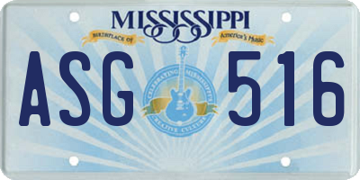 MS license plate ASG516
