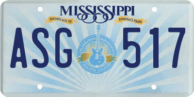 MS license plate ASG517