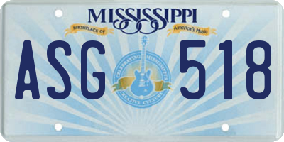 MS license plate ASG518