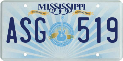 MS license plate ASG519