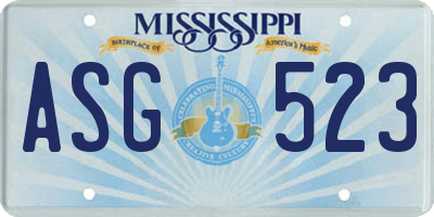 MS license plate ASG523