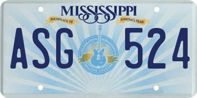 MS license plate ASG524