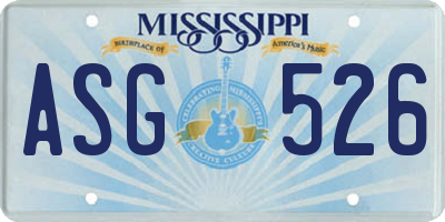 MS license plate ASG526