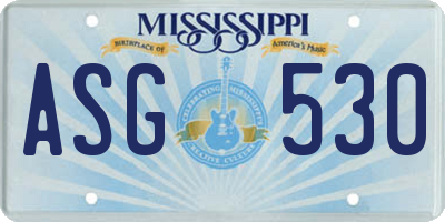 MS license plate ASG530