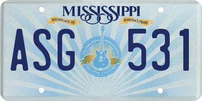 MS license plate ASG531
