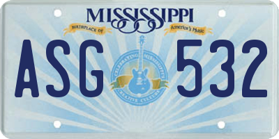 MS license plate ASG532