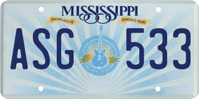 MS license plate ASG533