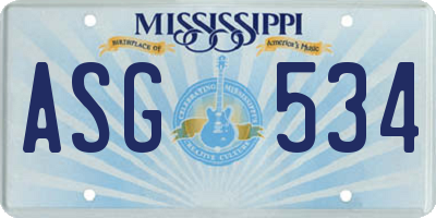 MS license plate ASG534