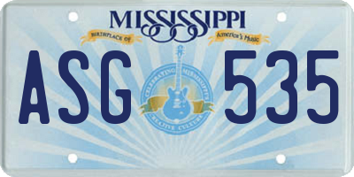 MS license plate ASG535