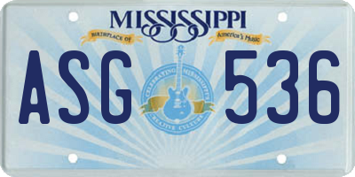 MS license plate ASG536