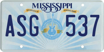 MS license plate ASG537