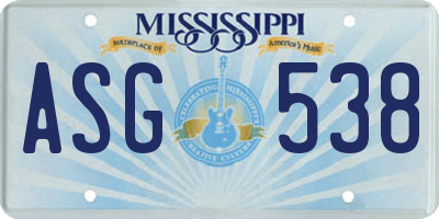 MS license plate ASG538